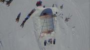 Tente camp de glace depuis drone